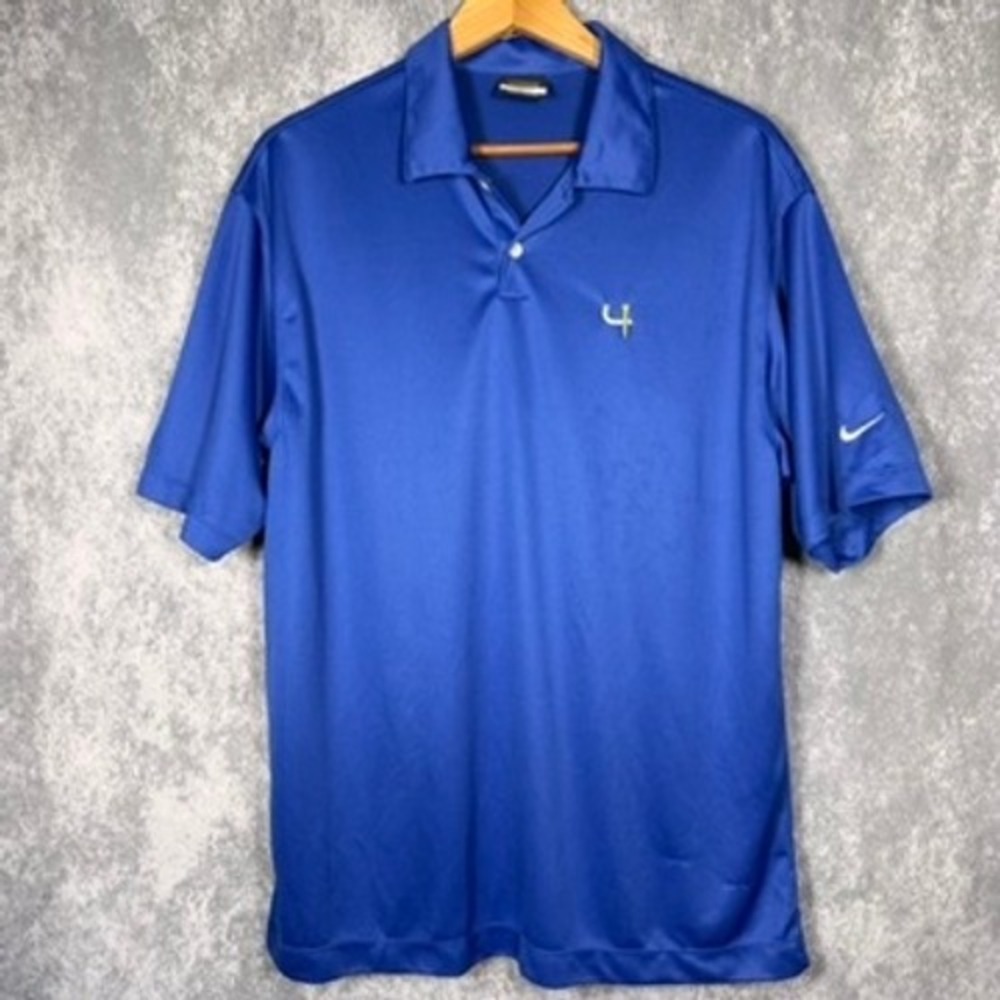 Nike Golf Polo Shirt Mens Large Blue Dri-FIT Short Sleeve